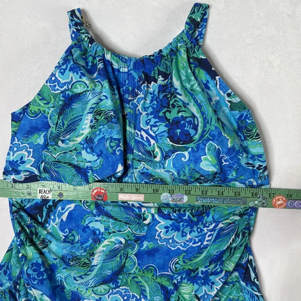 Lauren Ralph Lauren Tankini‎ Swimsuit Top Blue Paisley Pattern Women’s Size 18 W